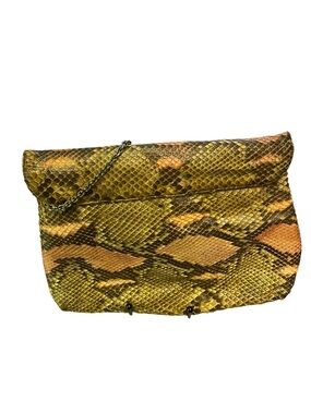 Caprice Yellow multicolor Snakeskin Fold-Over Chain Clutch